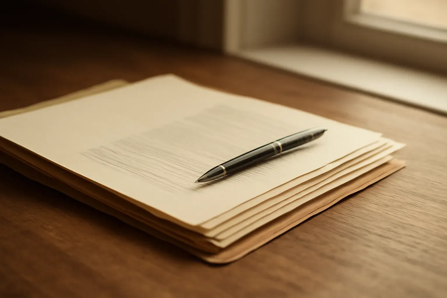 Office workspace with documents in use
